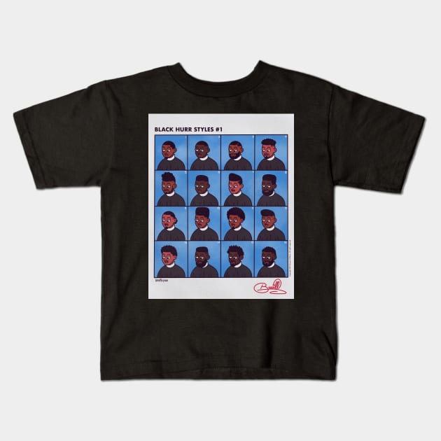 Black Hurr Styles Kids T-Shirt by artofbryson